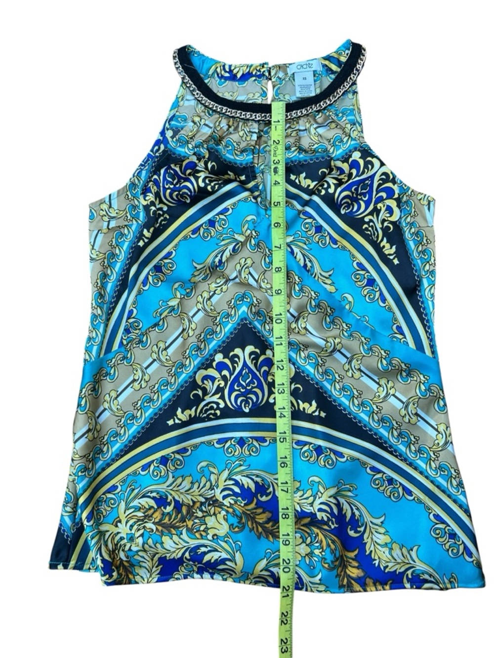 Cache Y2K Tuscan Mom Pattern Halter Top with Gold Chain Detail size XS - Picture 7 of 7